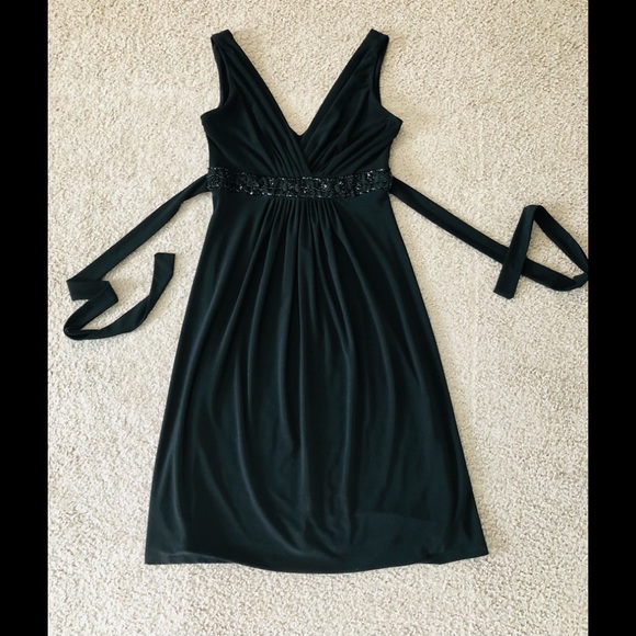 Windsor Beaded Waist Party Cocktails Dress 1/2 Black Tie Embellished Stretchy - Picture 3 of 15